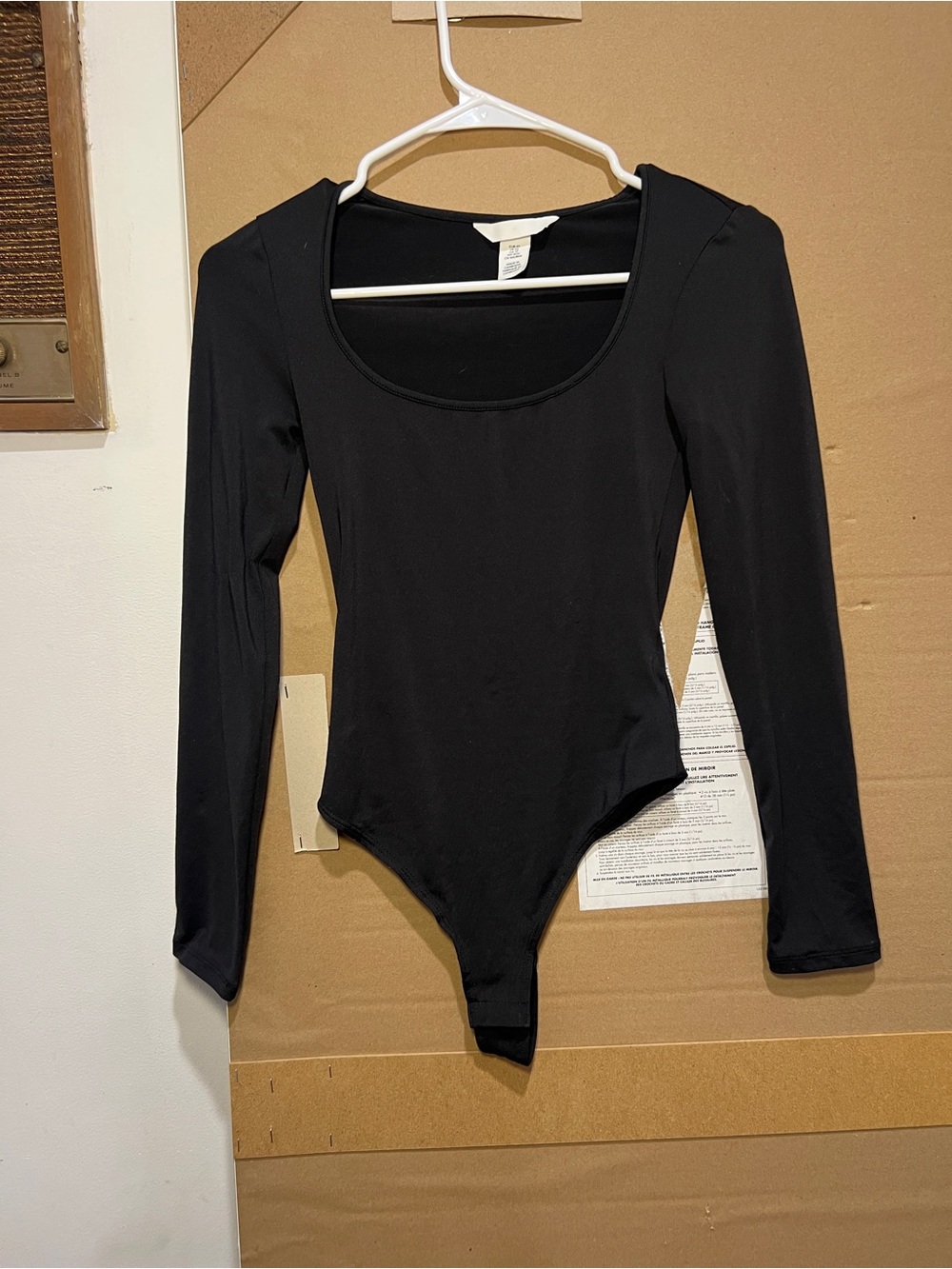 H&M Black Long-Sleeve Scoop Neck Bodysuit